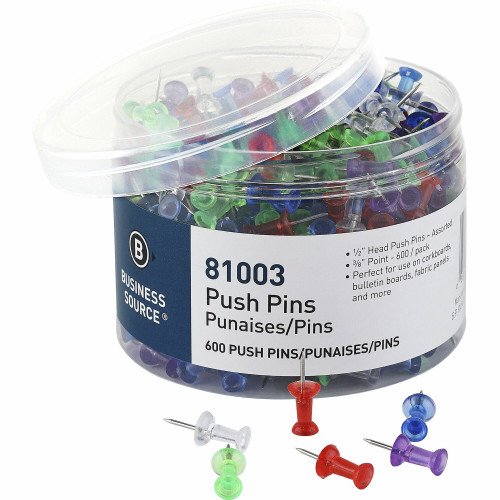 Business Source 1/2" Head Pushpins (BSN81003)