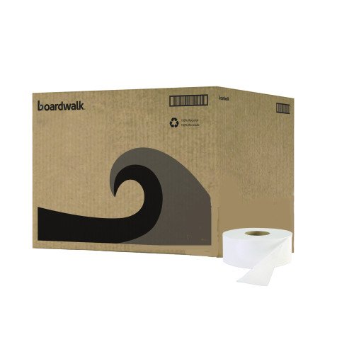 Boardwalk® Jumbo Jr. Toilet Paper Rolls, 1-Ply, 2000-ft., 12 Rolls (BWK6101)