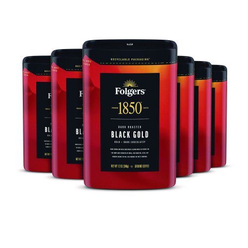 1850 Coffee, Black Gold, 12 oz Bag, 6/Carton (12722)