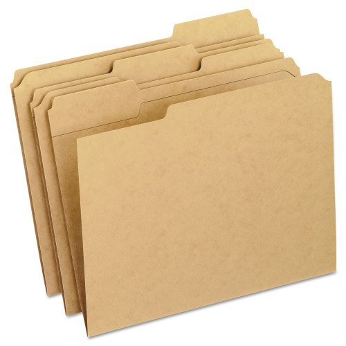 179698-500x500-0.jpg Pendaflex Dark Kraft File Folders with Double-Ply Top, 1/3-Cut Tabs: Assorted, Letter Size, 0.75" Expansion, Brown, 100/Box (RK15213) - Image 1