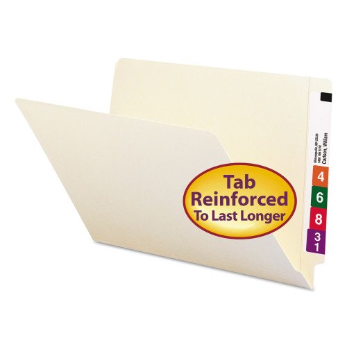 Smead Heavyweight Manila End Tab Folders, 9.5" High Front, Reinforced Straight Tabs, Legal Size, 0.75" Expansion, Manila, 100/Box (27110)