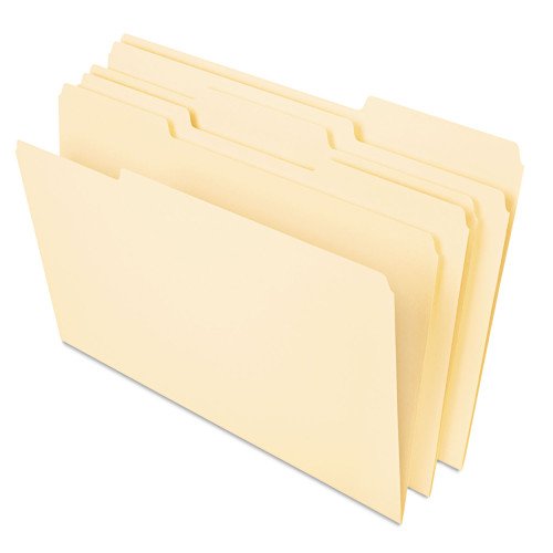 Universal Deluxe Heavyweight File Folders, 1/3-Cut Tabs: Assorted, Letter Size, 0.75" Expansion, Manila, 50/Pack (UNV16413)
