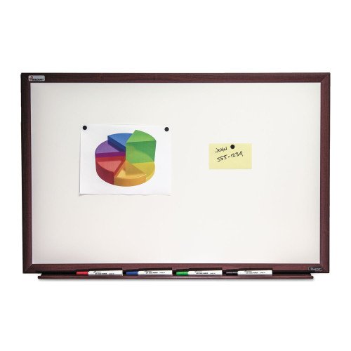 AbilityOne 7110016305169, SKILCRAFT Magnetic Porcelain Dry Erase Board, 36 x 24, White Surface, Brown Mahogany Frame