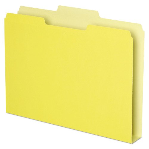 Pendaflex Double Stuff File Folders, 1/3-Cut Tabs: Assorted, Letter Size, 1.5" Expansion, Yellow, 50/Pack (54456)