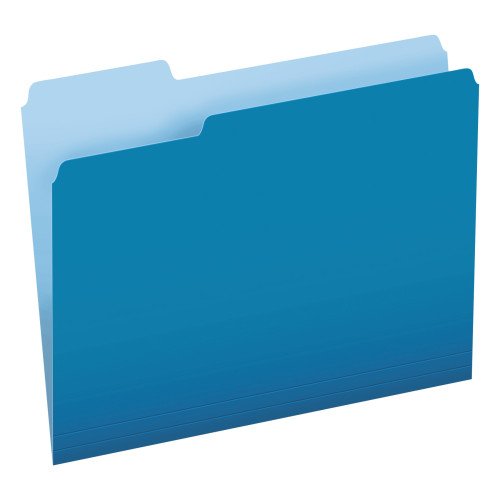 Pendaflex Colored File Folders, 1/3-Cut Tabs: Assorted, Letter Size, Blue/Light Blue, 100/Box (15213BLU)