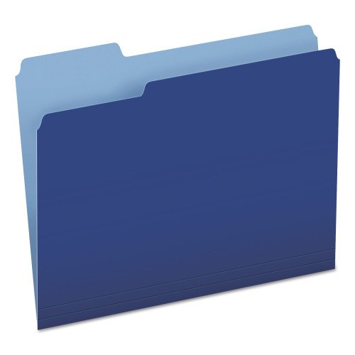 Pendaflex Colored File Folders, 1/3-Cut Tabs: Assorted, Letter Size, Navy Blue/Light Blue, 100/Box (15213NAV)