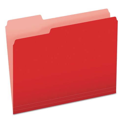 Pendaflex Colored File Folders, 1/3-Cut Tabs: Assorted, Letter Size, Red/Light Red, 100/Box (15213RED)