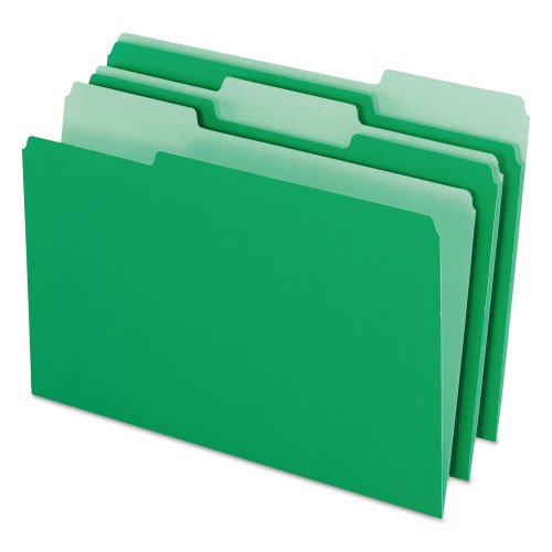 Pendaflex Colored File Folders, 1/3-Cut Tabs: Assorted, Legal Size, Green/Light Green, 100/Box (15313BGR)