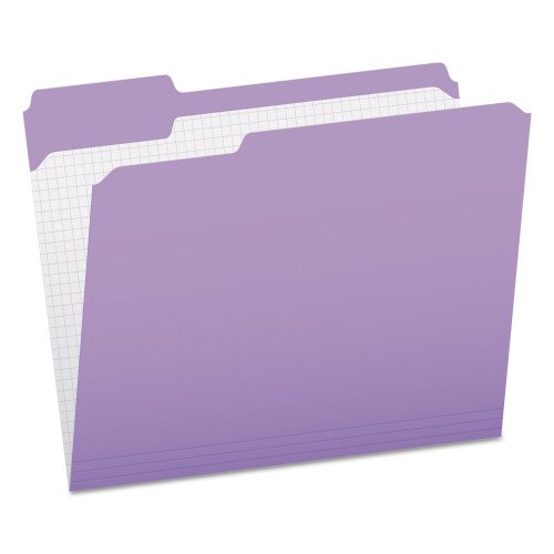Pendaflex Double-Ply Reinforced Top Tab Colored File Folders, 1/3-Cut Tabs: Assorted, Letter Size, 0.75" Expansion, Lavender, 100/Box (R15213LAV)