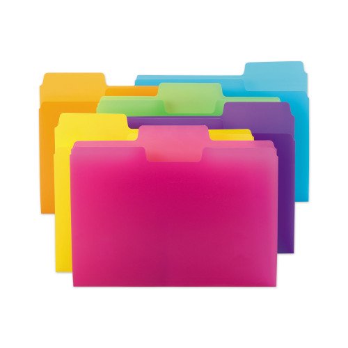 Smead SuperTab Top Tab File Folders, 1/3-Cut Tabs: Assorted, Letter Size, 0.75" Expansion, Polypropylene, 18/Pack (10515)