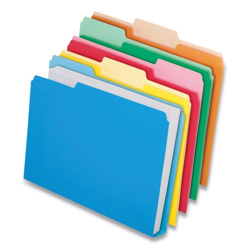 Pendaflex Double Stuff File Folders, 1/3-Cut Tabs: Assorted, Letter Size, 1.5" Expansion, Assorted Colors, 24/Pack (54458EE)