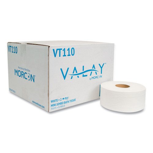 Morcon® Jumbo Toilet Paper Rolls, 2-Ply, White, 750-ft., 12 Rolls (VT110)