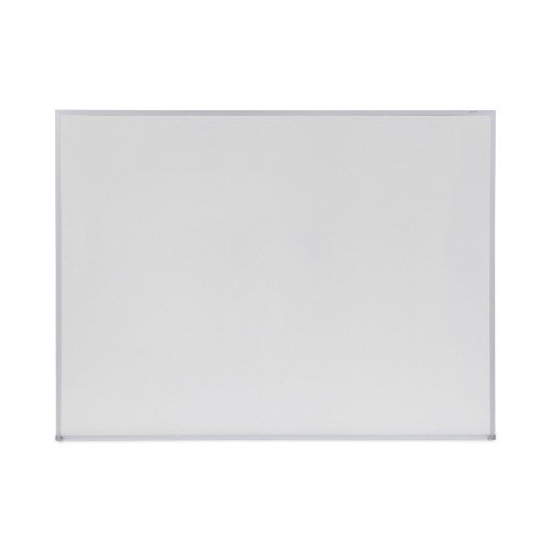 Universal Melamine Dry Erase Board with Aluminum Frame, 48 x 36, White Surface, Anodized Aluminum Frame (UNV43624)