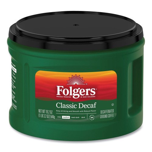 Folgers Coffee, Classic Roast Decaffeinated, Ground, 19.2 oz Can (00374EA)