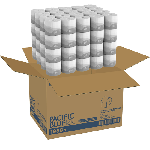 Pacific Blue Basic Embossed Bathroom Tissue, Septic Safe, 2-ply, White, 550/roll, 80 Rolls/carton